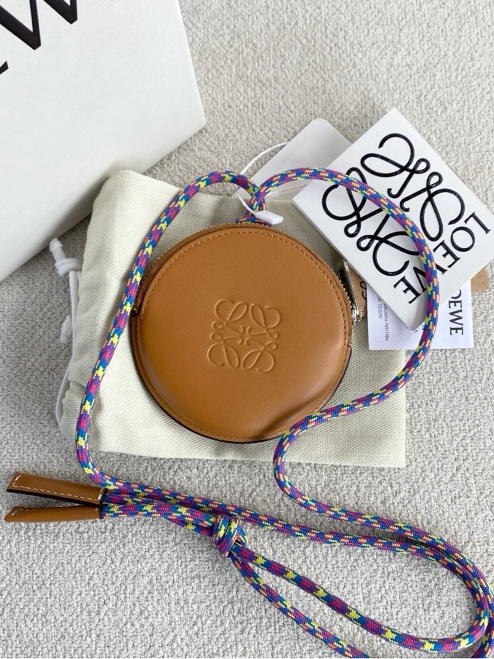 Loewe | Round Coin Purse Tan Leather | Mint Condition